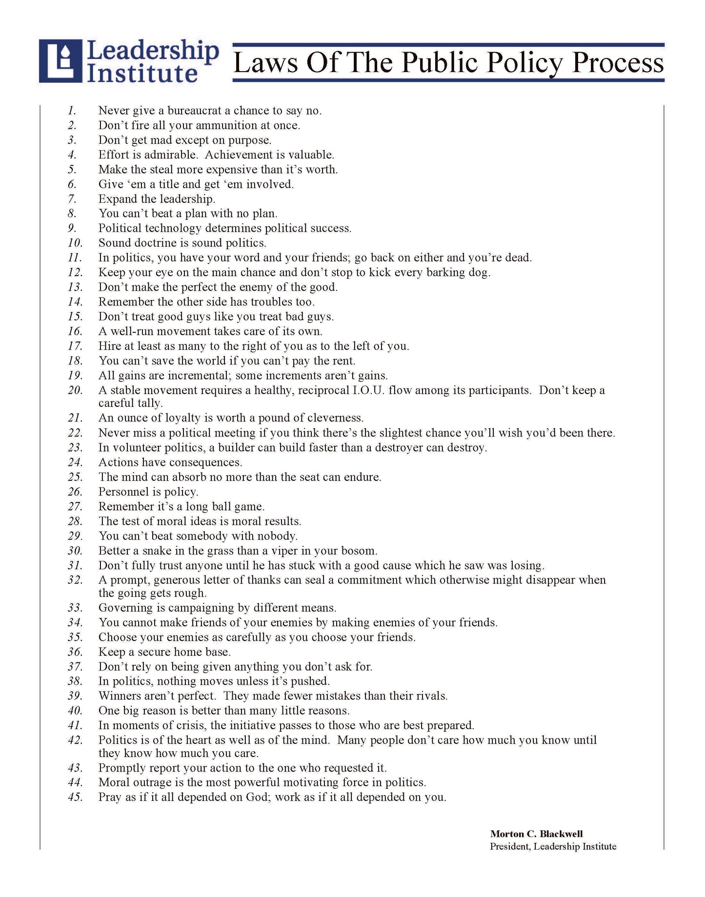 The Laws of the Public Policy Process (Framed)