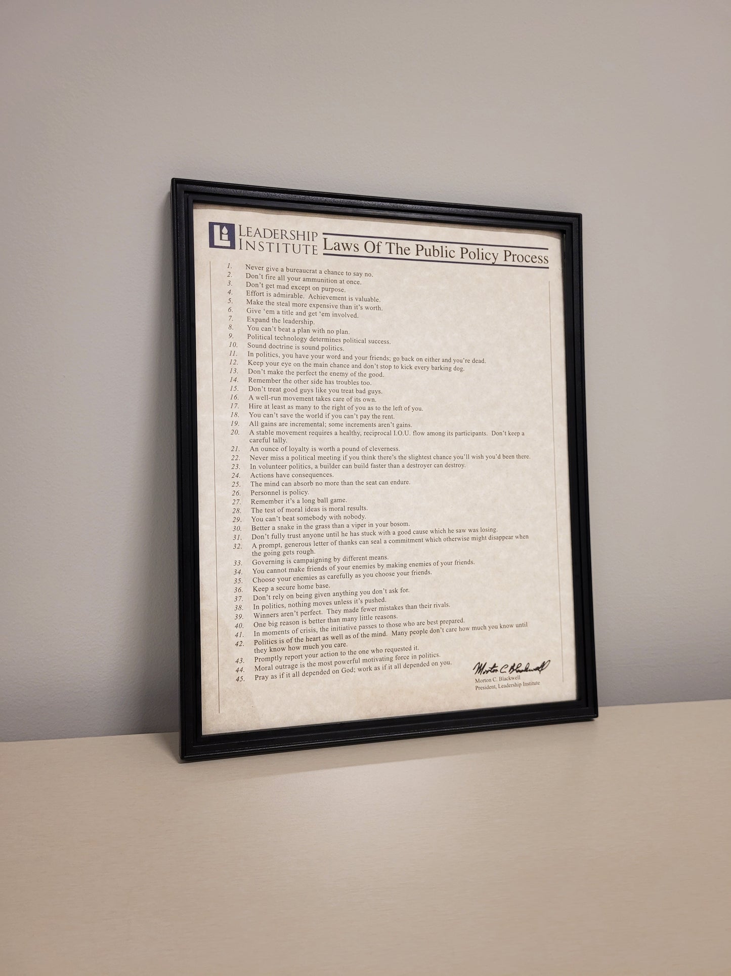 The Laws of the Public Policy Process (Framed)